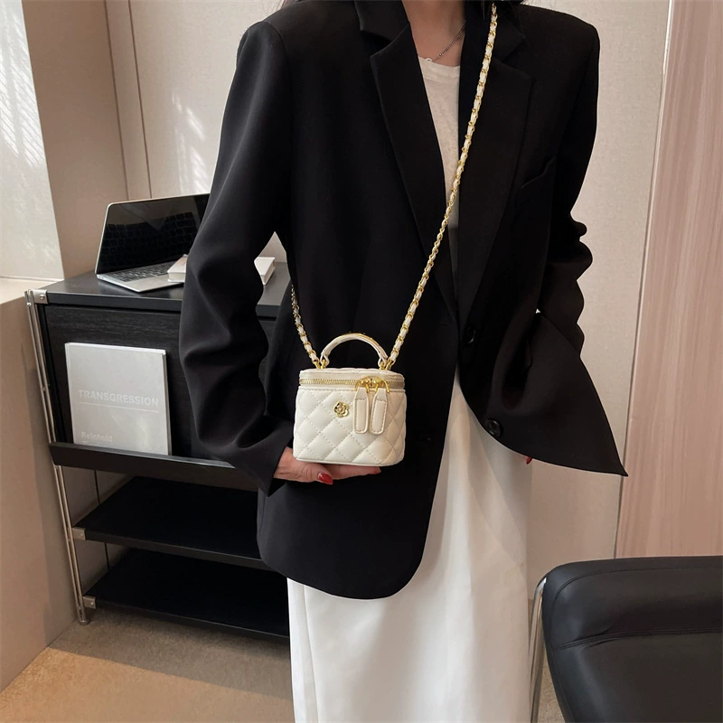 Square box, trend fashionable small bag, universal shoulder bag with diamond pattern
