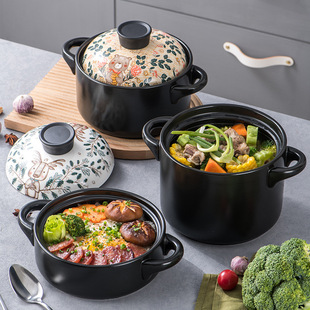 Clay Pot Rice Casserole Stew Pot Household Gas High Temperature Resistant Soup Pot Dry Burning Non-Cracking Casserole Clay Pot Gas Stove
