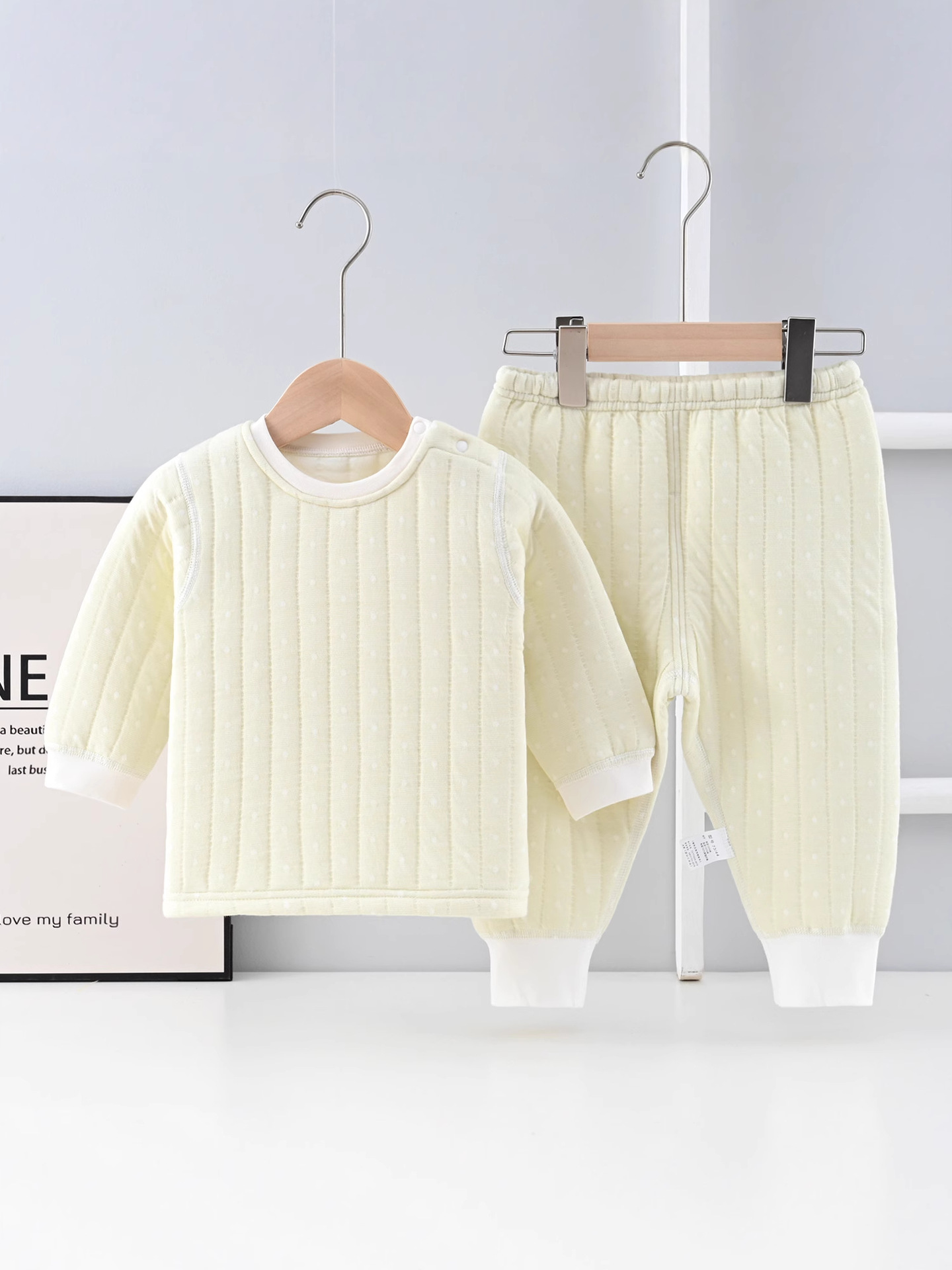 Children's keep warm solid color winter set with a round collar