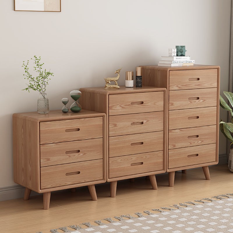 Armario de cajones de madera de cera blanca armario de almacenamiento de pared de la sala de estar gabinete de cajón de dormitorio de madera maciza gabinete de almacenamiento minimalista moderno