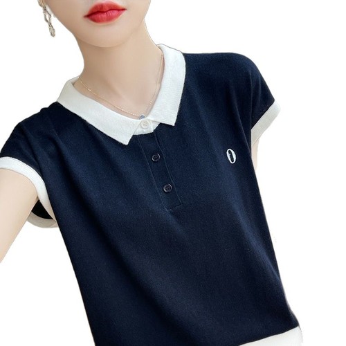 Women's Summer Top, Mother's Stomach Covering, Stylish Small Shirt, Plain Color, Slimming Casual, Stand-up Collar, Large Size Loose T-shirt