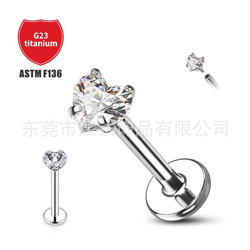 Pointed titanium steel lip stud product view