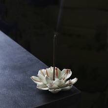 香炉陶瓷莲花香插家用插香盘香薰炉檀香沉香线香插底座摆件批发