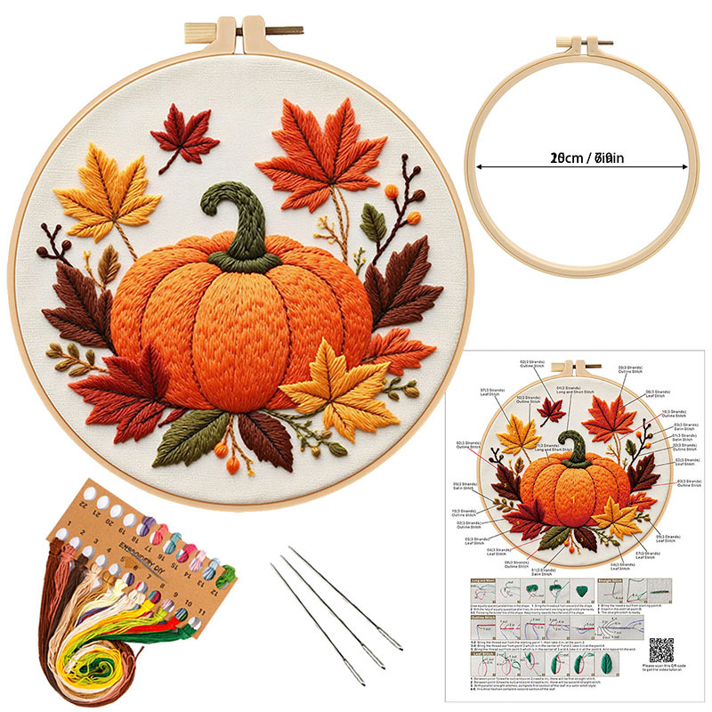 Nuevos productos bordados de calabaza DIY material manual paquete de tela aguja y hilo conjunto inglés transfronterizo