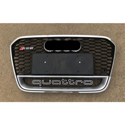 Suitable for Audi A6L Modified Grille 12 13 14 15 Models C7 Upgrade Honeycomb Front Bumper Grille Rs6 Grille (Zhongwang) - electroplating-frame-electroplating-mark-silver-small-frame-mesh