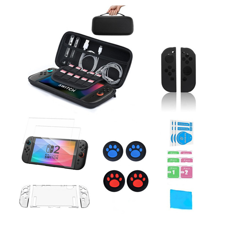 2025 nuevo conjunto de bolsa de almacenamiento switch2 cubierta protectora de caja de cristal switch2 película templada switch2
