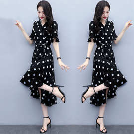 连衣裙夏2024新款收腰显瘦气质女神范衣服波点洋气裙子轻熟风