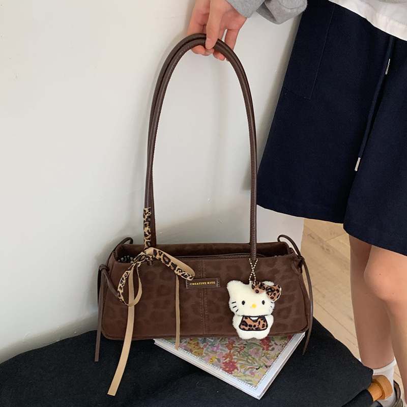 Retro Niche Leopard Print Handbag For Women 2026 New Fashion Shoulder Underarm Bag Luxury Baguette Handle Bag For Commuting - Thumbnail 2