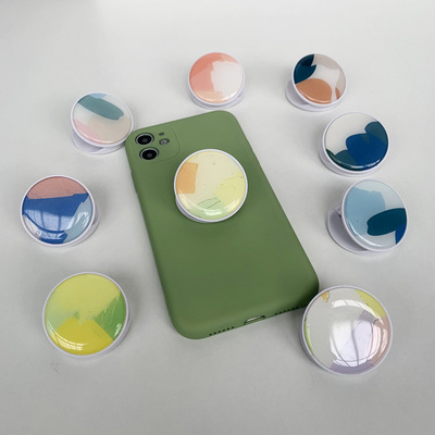 手機水晶折疊支架創意滴膠氣墊支架定制LOGO禮物懶人收納氣囊支架