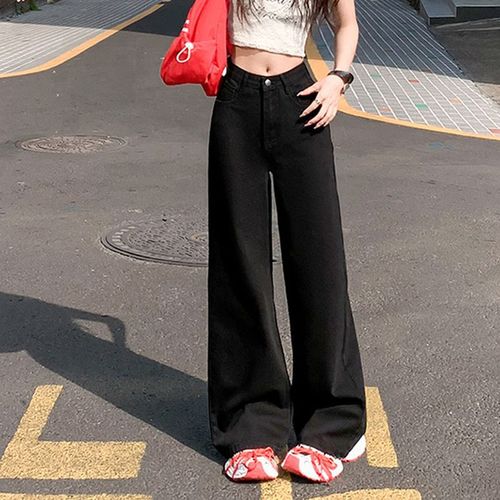 Leg-length flowy loose wide-leg jeans for women, 2025 pear-shaped figure-flattering slim straight-to-the-ground pants