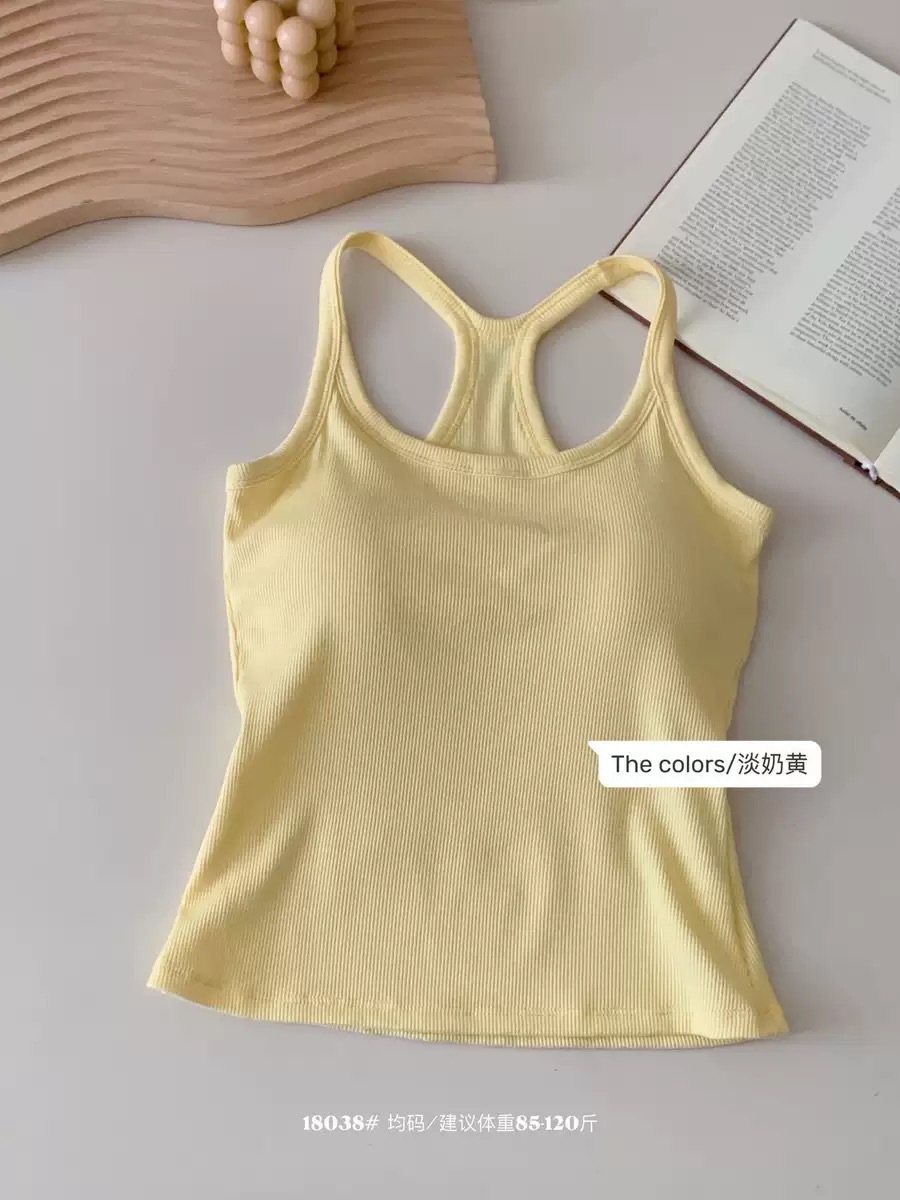 18038 Air sense EBB chaleco con almohadilla para el pecho y cuello colgante chaleco de espalda hermosa mujer casual dopamina blusa de espalda abierta