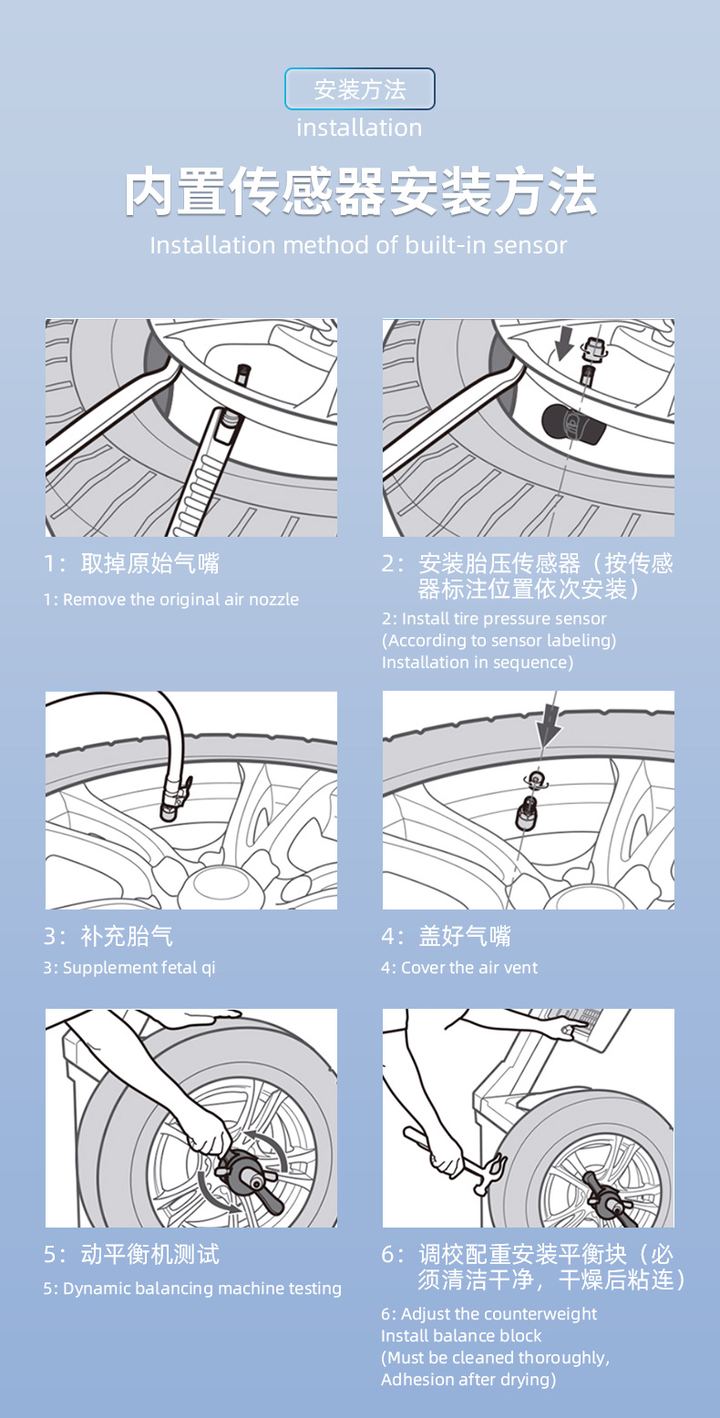 Car Tire Pressure Monitor Solar-Powered Wireless High-Precision Air Pressure Monitoring Tpms Smart Tire Four-Wheel