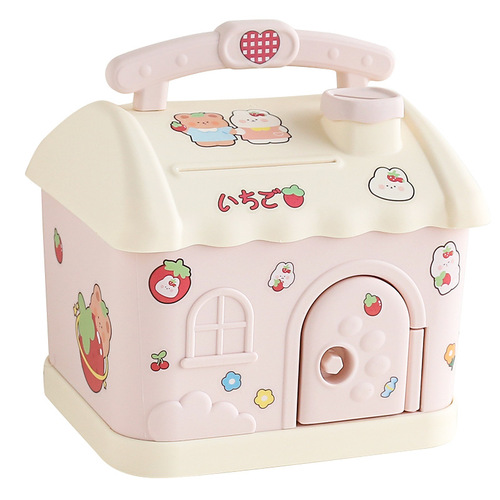 Cute girl piggy bank, children and babies can access the lockable piggy bank, large box, internet celebrity girl money storage box