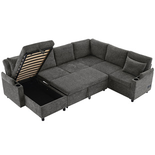 Cream Style Sofa Modern Minimalist Small Apartment Living Room Ultra-Wide Sitting Depth Straight Row Soft down Frosted Fabric Sofa