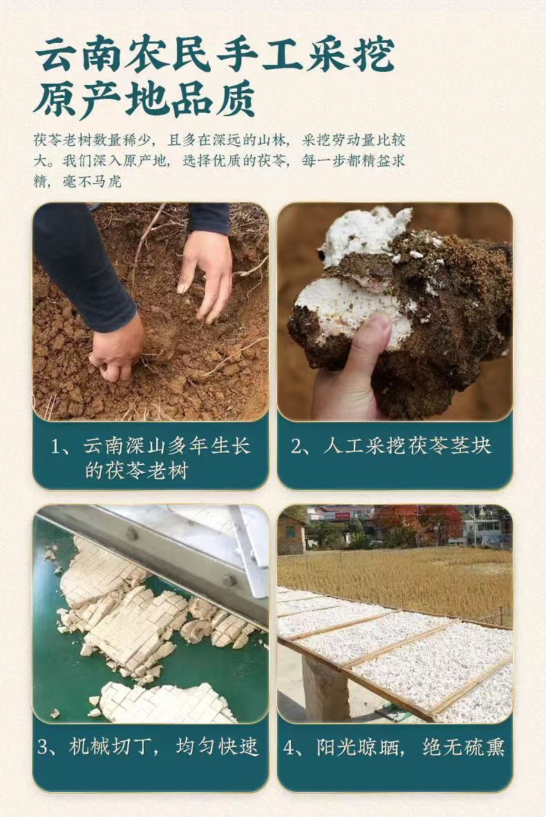 Dried Poria Fu Ling Cubes 500g Yunnan Poria cocos Herbal Decoction Pieces key features