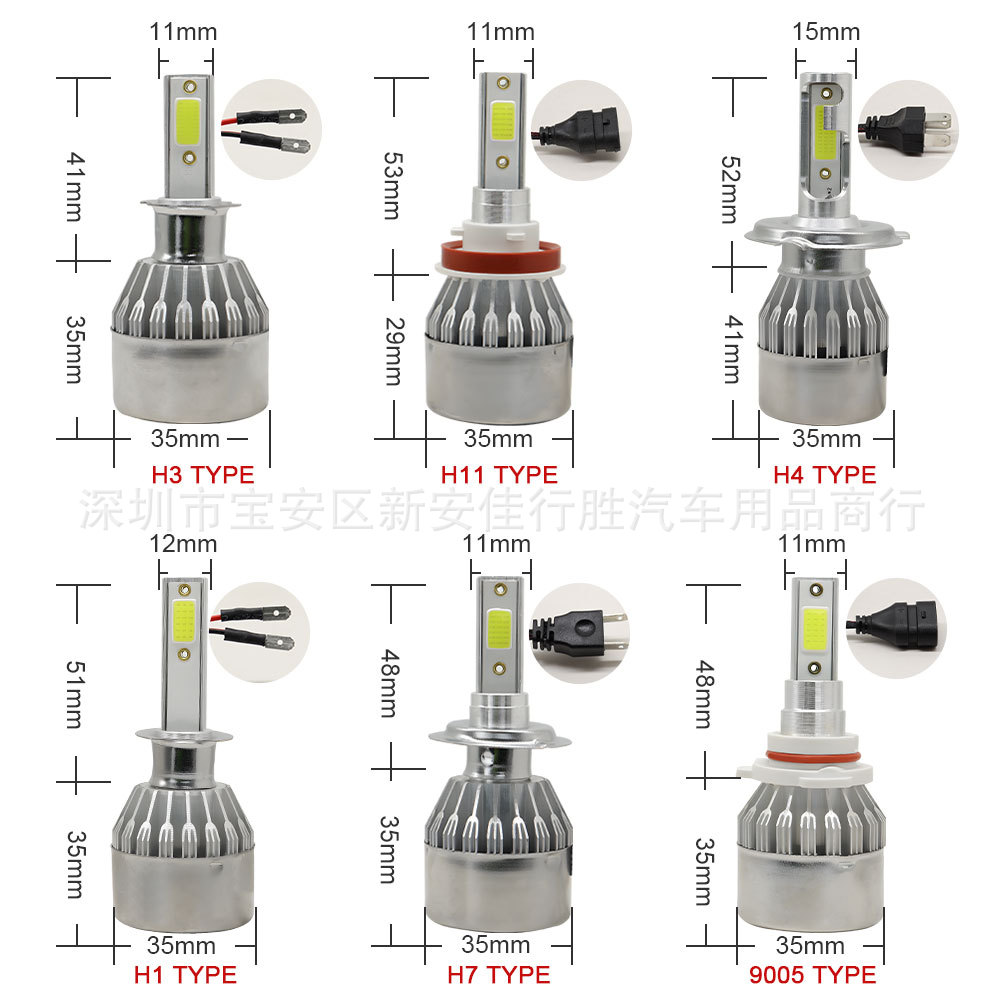 Foco LED para automóvil C6, luces delanteras H4 H7 H11 9005 de alto brillo para coche