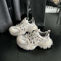 真皮厚底老爹鞋女2025秋季新款百搭增高休闲运动鞋时尚拼色板鞋潮