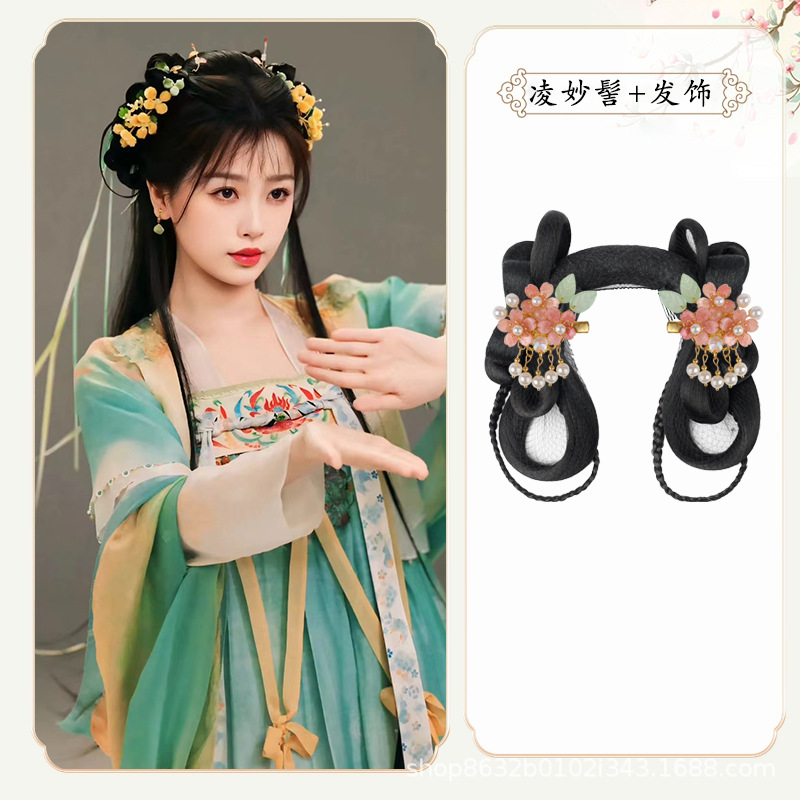 링 미아오 번 + 핑크색 헤어 액세서리 한 쌍