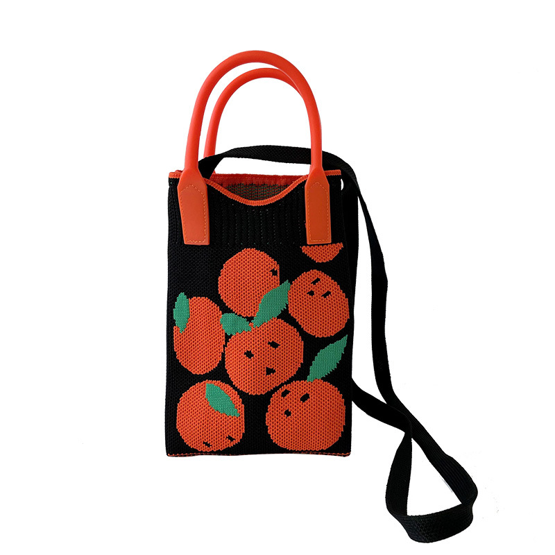 Bolso de las mujeres nicho diseño de naranja fresco mini bolso del teléfono todo partido de punto hombro bolsa de mensajero monedero