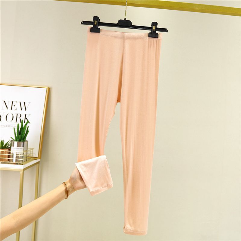 얇은 모달 가을 바지 여성용 스트레치 높은 허리 슬림 핏 바디 홈 파자마 팬츠 따뜻한 바지 플러스 사이즈