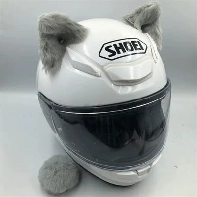 Plush Ears, Motosiklet dəbilqələri - gray-three-dimensional-ears-and-gray-tail