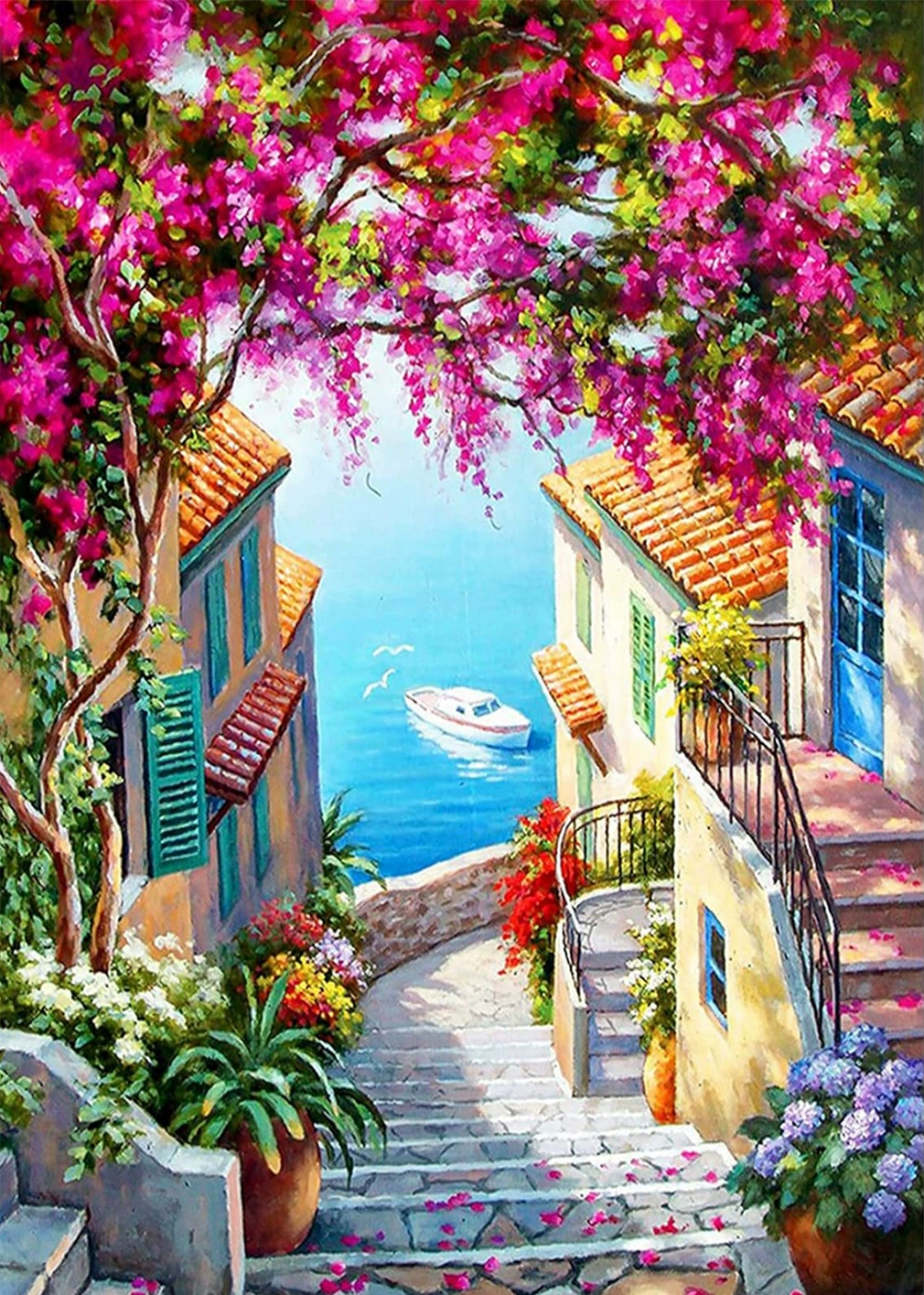 Картина алмазной мозаики 5D, Пляжный ракушечный пейзаж, 30×40 см, полный стирт DIY набор