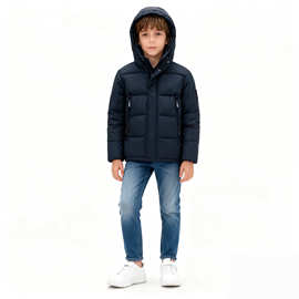 Boys’ puffer jacket 欧美冬季大童连帽加厚保暖防风纯色羽绒服