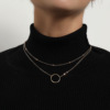 Accessory, chain, ring, pendant, fashionable short metal golden necklace, European style, simple and elegant design