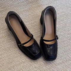 シンプルなフランスの新しいレトロな羊の皮の秋の角の太さと浅い口の靴の女性の靴の中でメアリー珍の靴のハイヒールの女性と