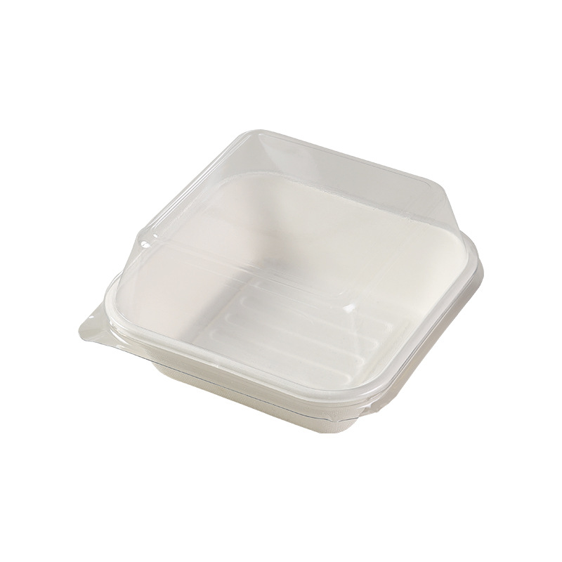 Caja de bento de picnic de celebridades de Internet Caja de almuerzo desechable Caja de tiramisú Caja de hamburguesa dividida de pulpa degradable