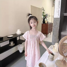 2026夏季新品童装女童打揽连衣裙 宝宝一字肩棉布裙凉快薄连衣裙