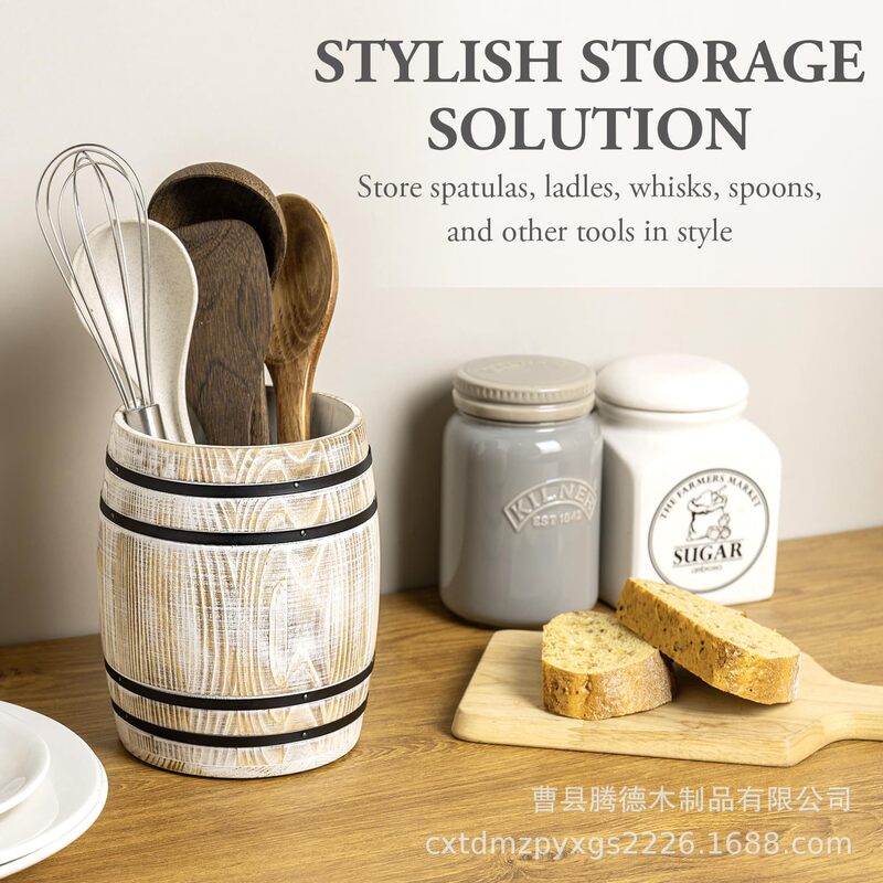 木製食器収納ボックス、樽型木製食器ケース、キッチンカウンター食器収納ボックス（在庫あり、即納可）|undefined