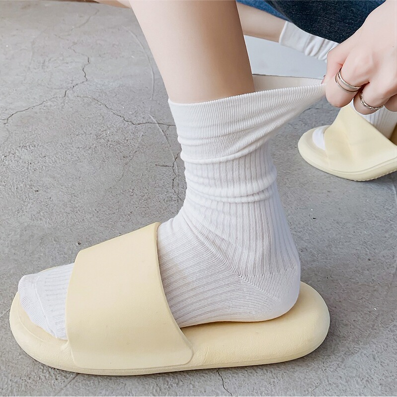 White Socks for Women, Mid-Calf Socks, Trendy Spring and Summer Thin Slouch Socks, Loafers, Summer Knee-High Socks, Black Knee-High Socks