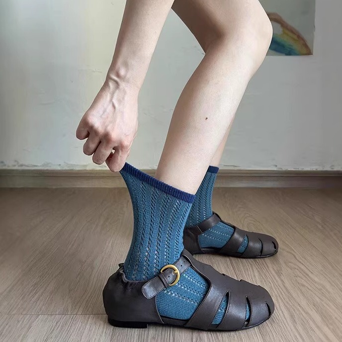 Vintage Artistic Breathable Mid-Calf Socks 2026 New Color-Block Niche Design French Style Spring/Summer Hollow Out Stacked Socks for Women Vintage Artistic Breathable Mid-Calf Socks 2026 New Color-Block Niche Design French Style Spring/Summer Hollow Out Stacked Socks for Women