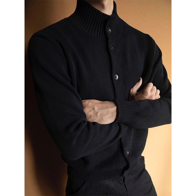 Gtal German Full-Button Anti-Pilling Knitwear 570g Pure Color Knitwear High-End Autumn and Winter Versatile Long-Sleeved Top