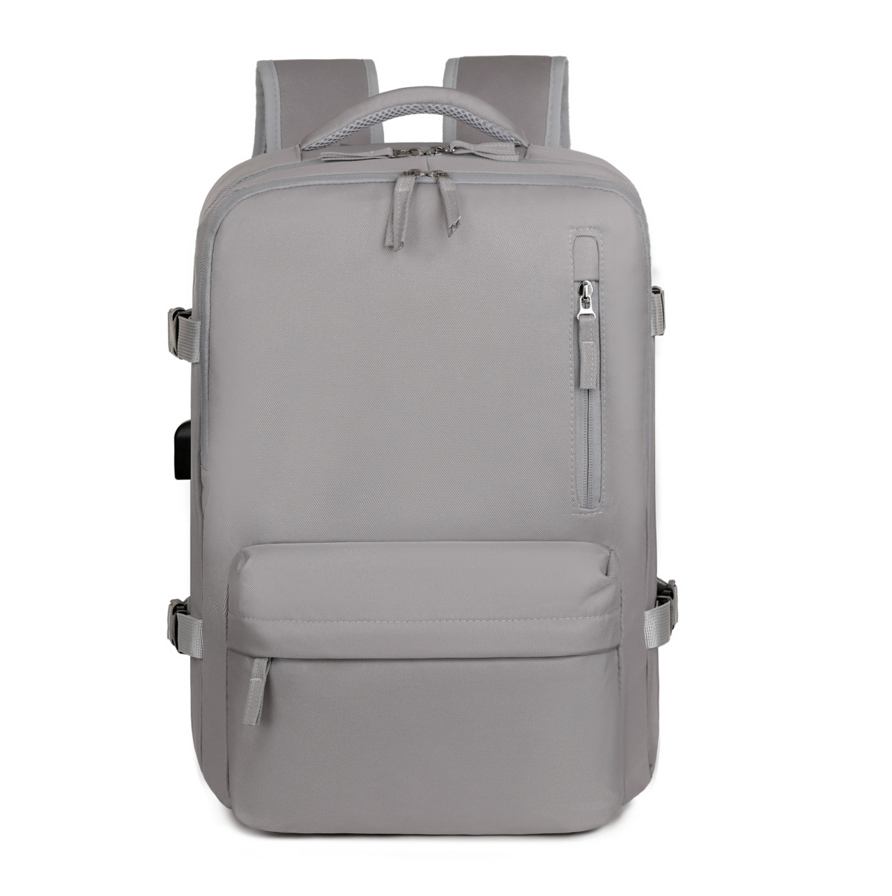 Nueva mochila simple de color sólido, mochila deportiva casual multifuncional de gran capacidad con puerto de carga propia, mochila de computadora