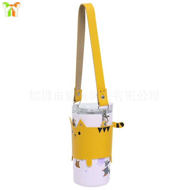 Cute coffee handheld milk tea, linen bag