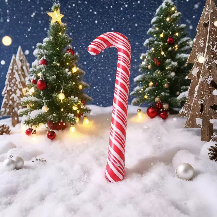 跨境pvc充气圣诞拐杖充气玩具圣诞节活动氛围装饰道具圣诞礼品