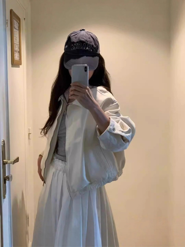 现h韩国东大门2025新款秋objet时尚休闲拉链翻领夹克牛仔外套女|undefined