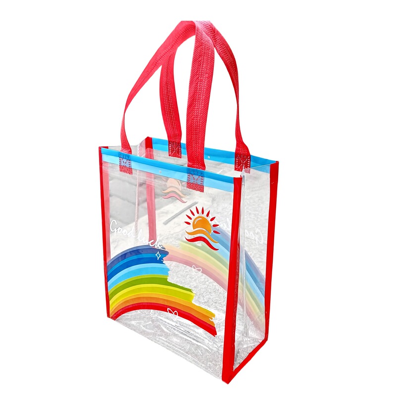Transparent Pvc Rainbow Handbag Clothing Women's Store Kindergarten Primary School Student Birthday Gift Bag C Custom Logo Transparent Pvc Rainbow Handbag Clothing Women's Store Kindergarten Primary School Student Birthday Gift Bag C Custom Logo
