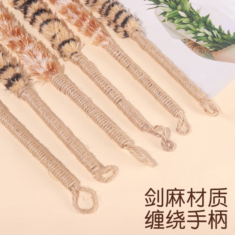 新款鸡毛掸子逗猫棒羽毛麻绳手柄宠物解闷消耗体力猫玩具逗猫棒##|undefined
