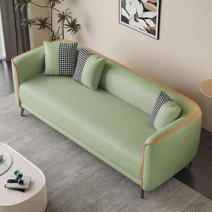 Sofa for Small Apartments, Nordic Style Apartment, Game Room, Bedroom, Cat Scratch-Resistant Leather, Simple Internet-Famous Double or Triple Sofa