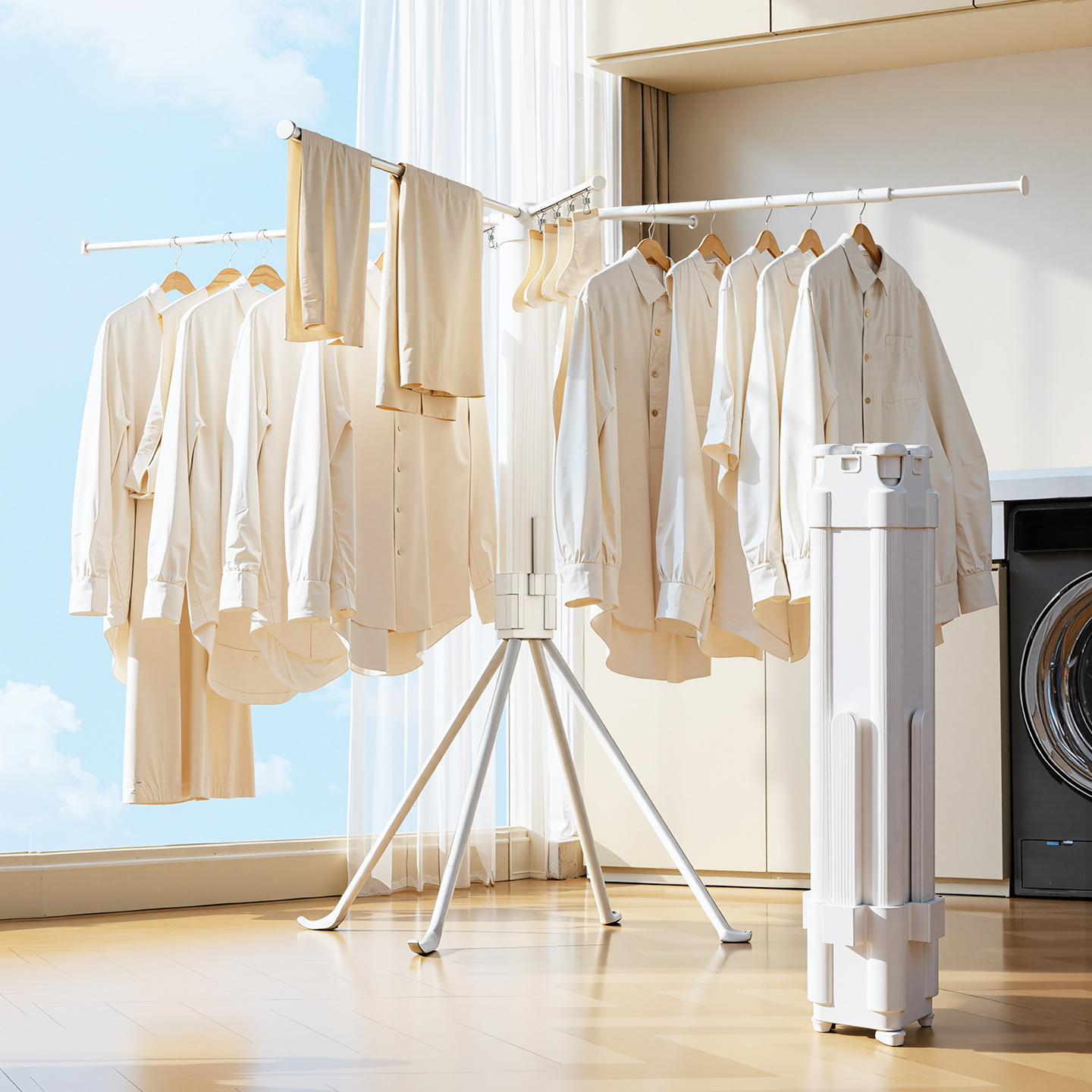 Octopus Clothes Drying Rack Multifunctional Balcony Household Clothes Drying Rack Cylindrical Octopus Folding Floor-Standing Quilt Drying Artifact