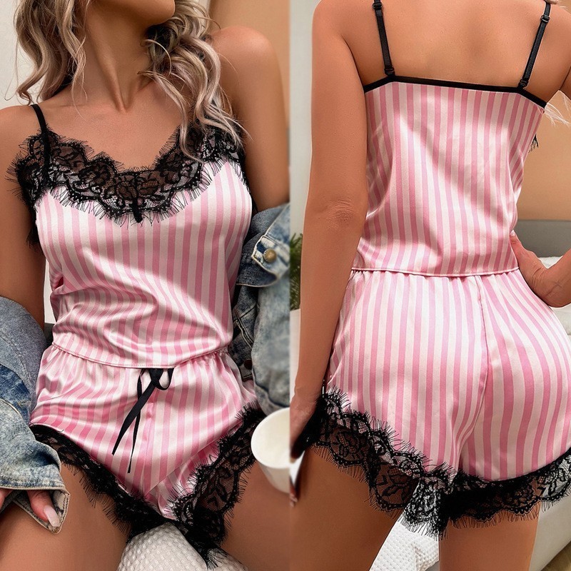Cross-Border Foreign Trade Underwear European and American Sexy Pajamas, Nightgowns, Home Clothes, Three-Point Two-Piece Set, Amazon Aliexpress