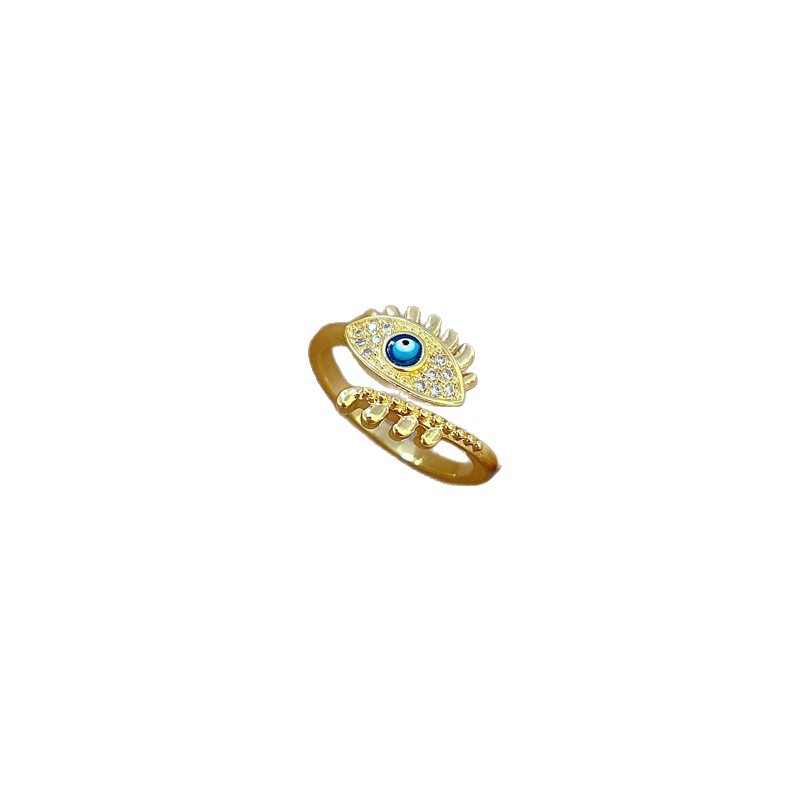 Light Luxury Full Diamond Eye Ring Opening Adjustable Simple Jewelry Japanese Ring Couple Ring_voghion.com