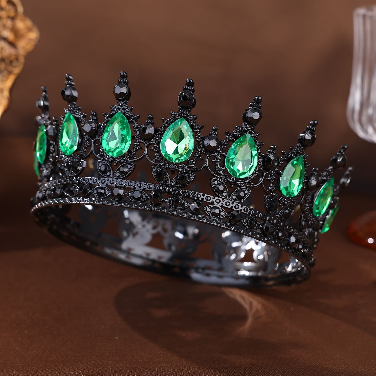 Cabecería de corona oscura corona de diamante negro adornos de pelo Halloween Día de los Muertos vestidos accesorios de estilo