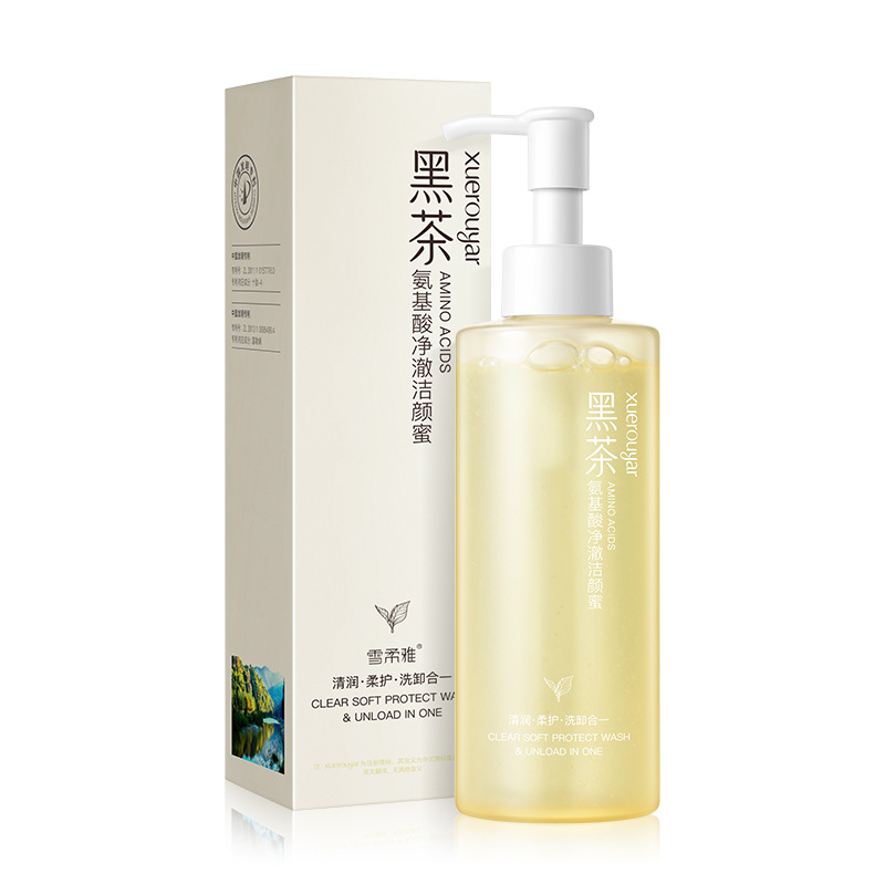 雪柔雅黑茶氨基酸洁颜蜜 敏感肌氨基酸洗面奶洗卸合一控油洁面乳