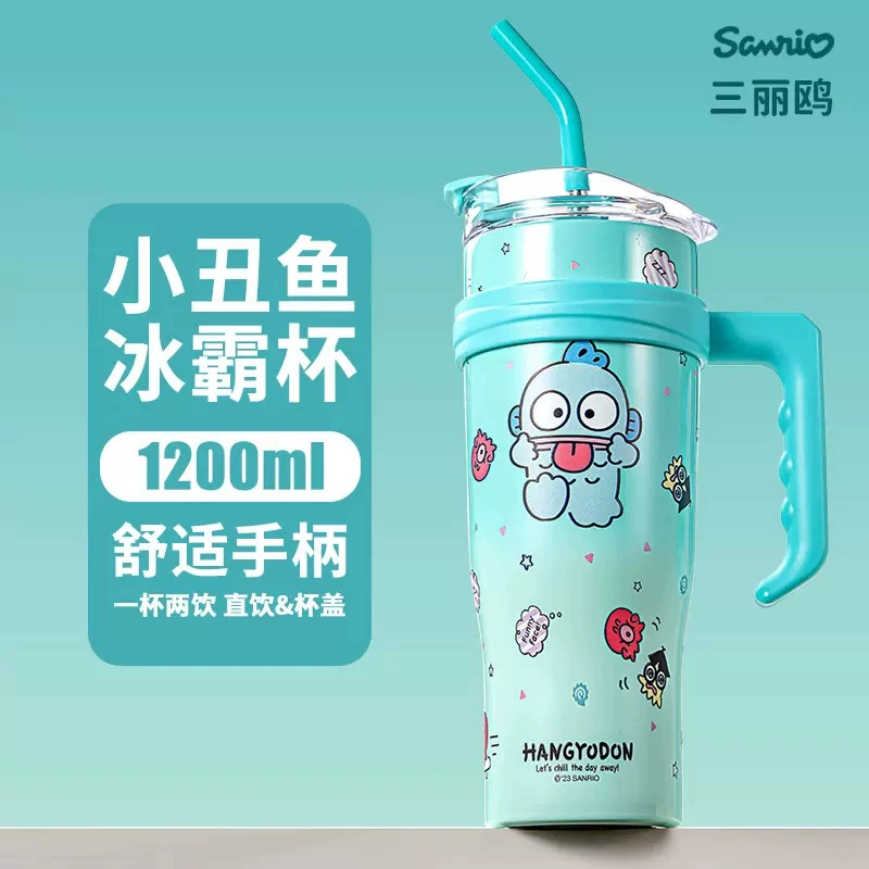 Термокружка Sanrio Cinnamoroll большая из нержавеющей стали с трубочкой