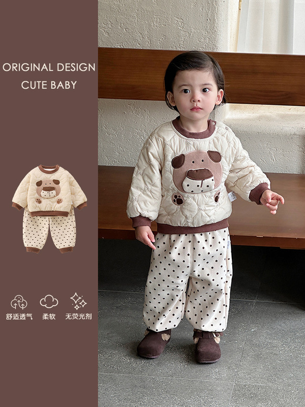 儿童加绒套装秋冬装2025新款宝宝卫衣裤子冬季婴儿夹棉衣服两件套|undefined