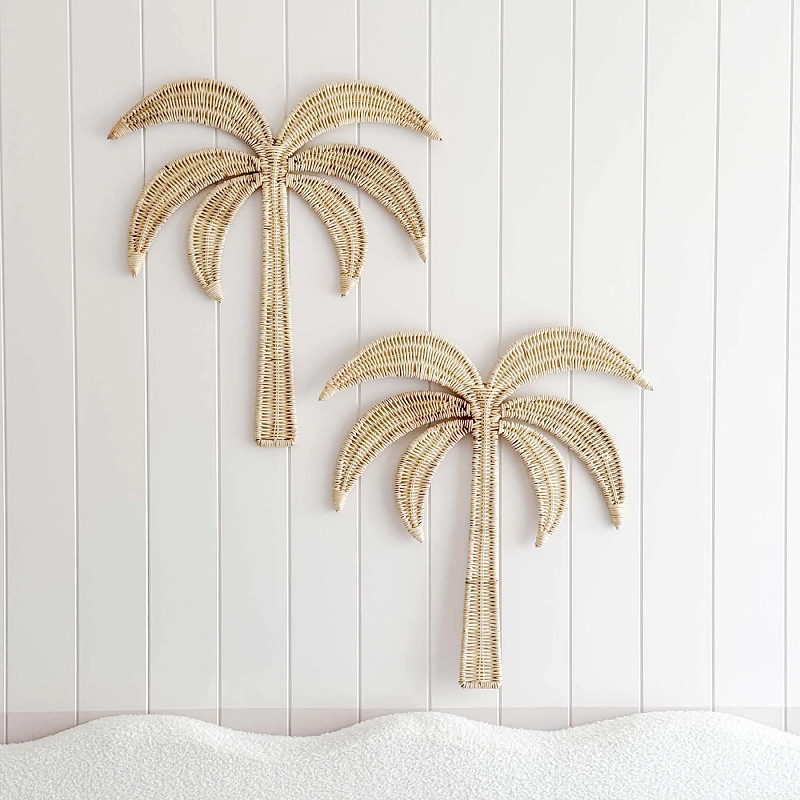 Nórdico de caña de coco modelado colgante de pared tejido a mano modelado colgante de fondo decoración de pared